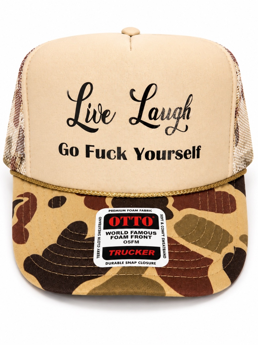 OTTO Foam Front Trucker Hat - Beige & Camo